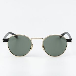 NEW Saint Laurent SL707 002 Gold Havana Green Oval Unisex Sunglasses